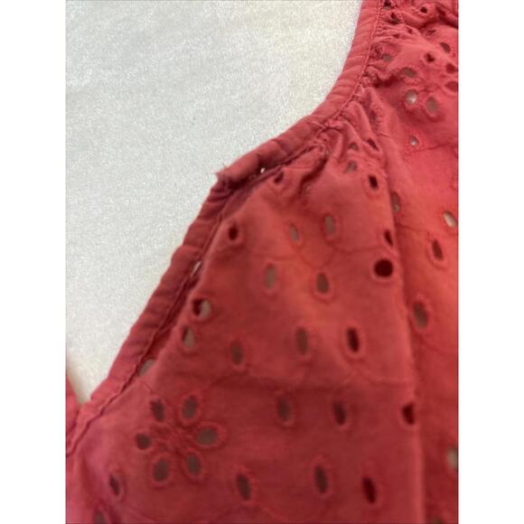 Chaps Rose Eyelet Lace Boho Blouse V-neck 3/4 Sleeve - Picture 6 of 15